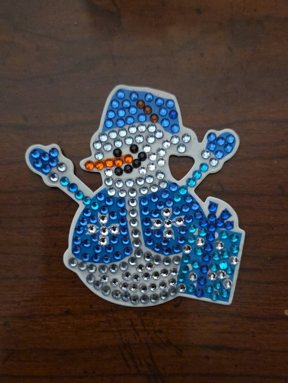 Handmade Blue Crystal Snowman Magnet